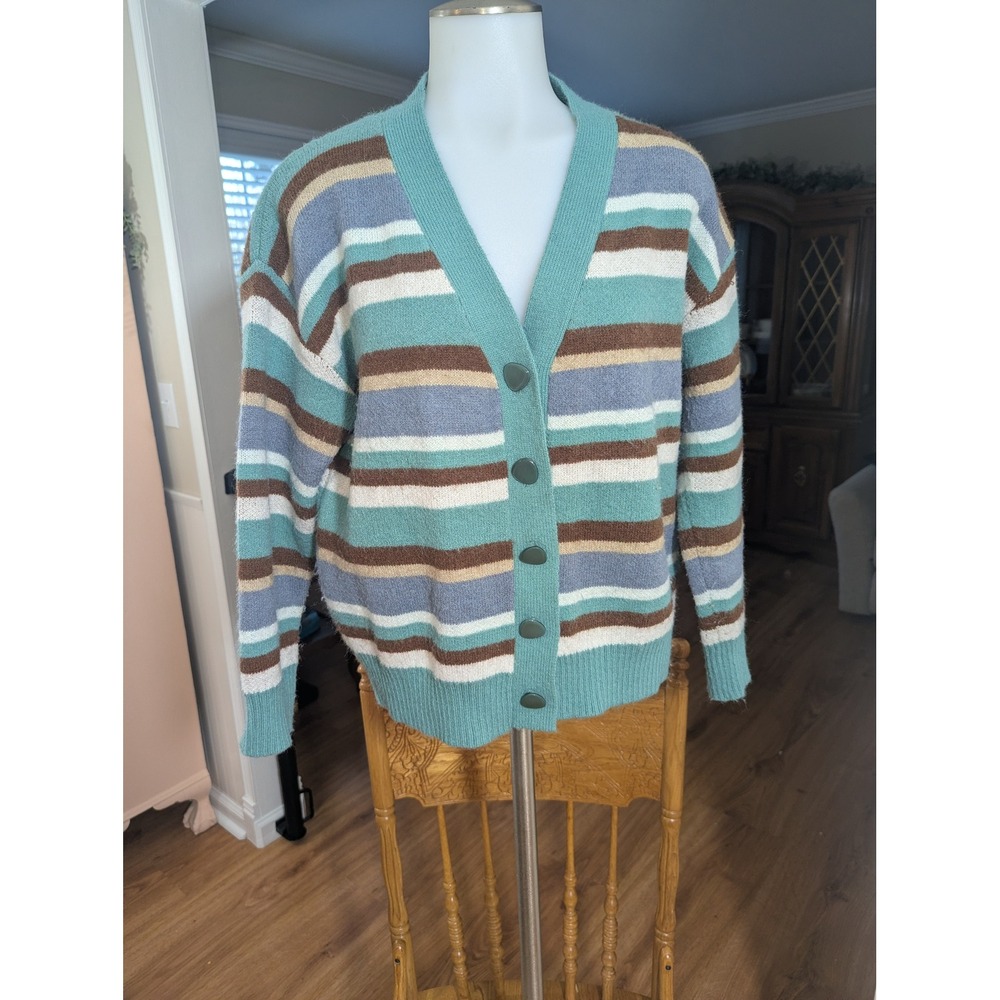 Princess Polly Striped Cardigan Women S/M Multi Color Excellent Oversized Knit